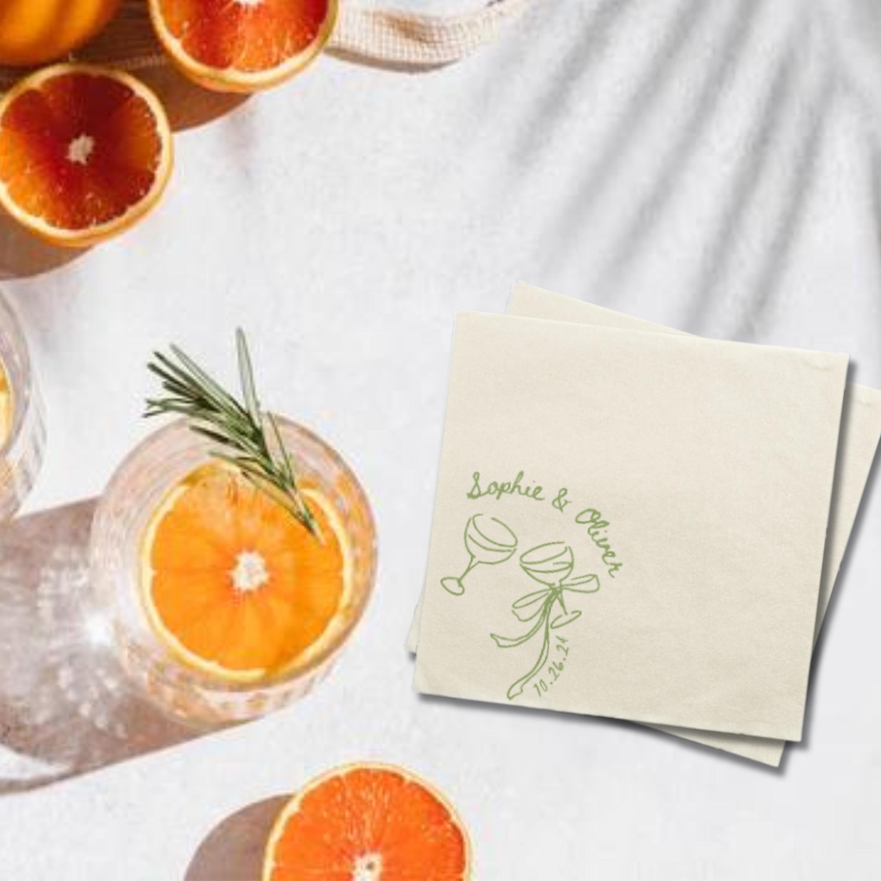 BOW Vintage Personalized Napkins, Custom Monogram Napkins, Espresso Martini, Cocktails, Cocktail Napkins, Custom Napkins, Cocktail Napkins