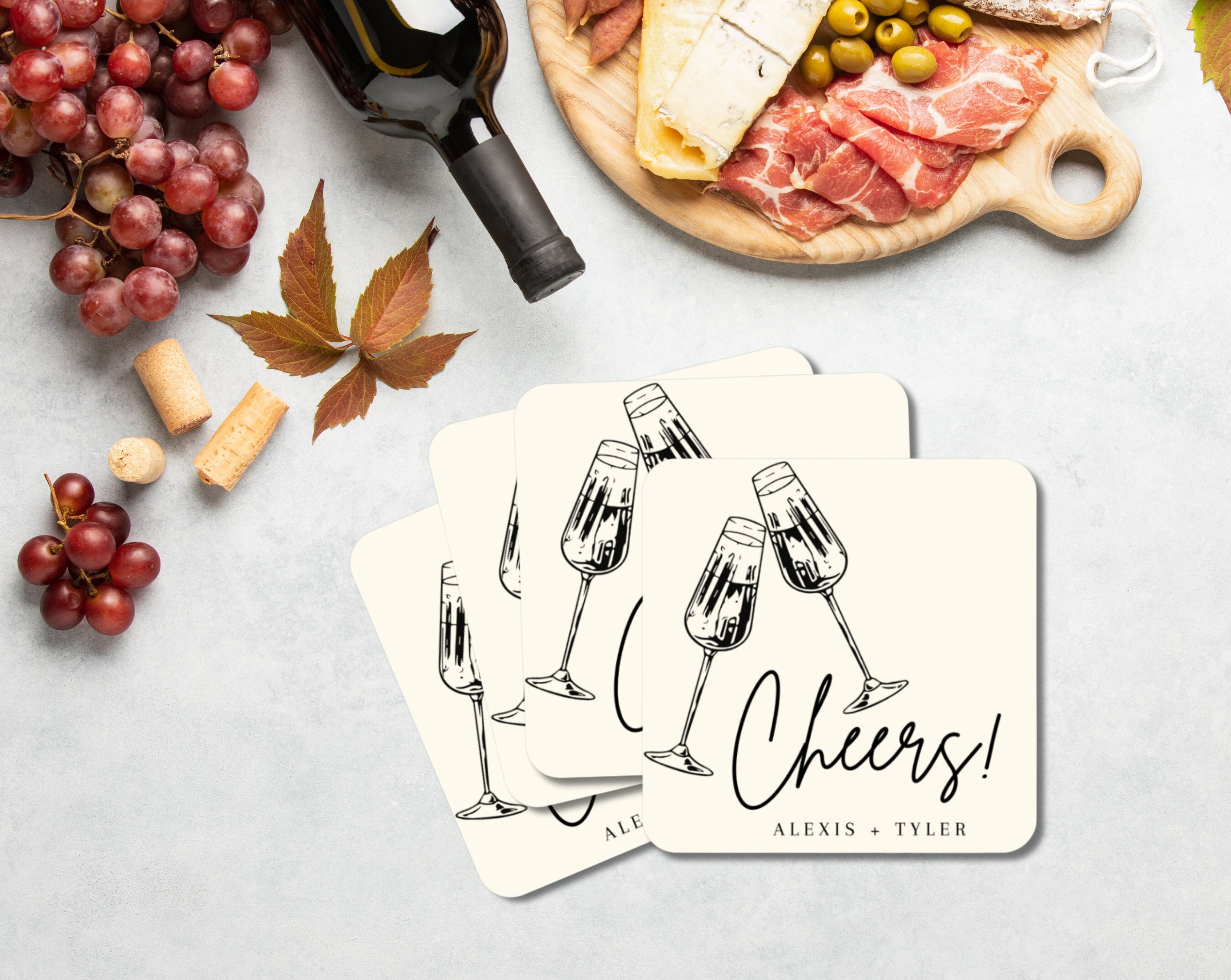 Personalized Wedding Drink Coasters: Custom Cocktail Party Decor