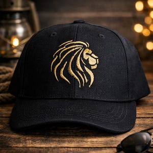 Ny Lejonhatt Basebollkeps Svart Guld Herr Dam Unisex Lejonprydd Hatt