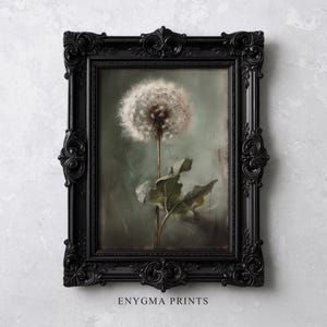 Vintage Dandelion Digital Oil Painting | Moody Dandelion Print | Antique Dandelion Wall Art | PRINTABLE Downloadable Art | 300 DPI | 002