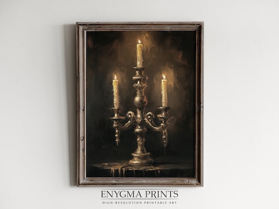 Candelabra Digital Oil Painting | Dark Art | Candles Painting | Gothic Art | Digital Wall Art | PRINTABLE Downloadable Art | 300 DPI | 020