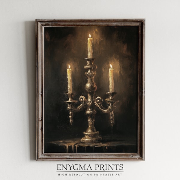 Candelabra Digital Oil Painting | Dark Art | Candles Painting | Gothic Art | Digital Wall Art | PRINTABLE Downloadable Art | 300 DPI | 020