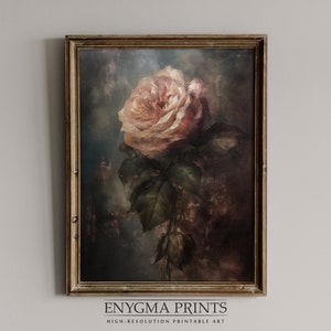 Antique Moody Rose Digital Oil Painting | Vintage Rose Painting | Dark Academia | PRINTABLE Downloadable Art | 300 DPI | 005