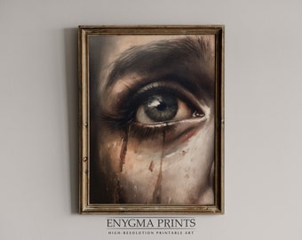 Pintura al óleo digital vintage / Moody Eye Painting / Moody Print / Sad Wall Art / PRINTABLE Downloadable Art / 300 DPI / 016