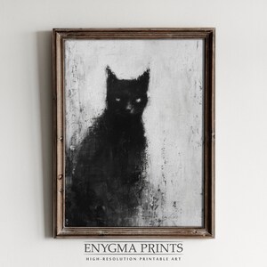 Black Cat Painting | Witchy Art | Dark Art | Abstract Gothic Art | Gothic Print | Black And White Art | PRINTABLE Art | 300 DPI | 027