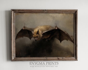 Bat Digital Oil Painting | Gothic Art | Gothic Bat Wall Art | Vampire Wall Art | PRINTABLE Downloadable Art | 300 DPI | 014