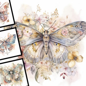 Vintage Moth Clipart Bundle Aquarell kommerzielle Nutzung Digital Design Bundle Download Clipart Pastel Moth