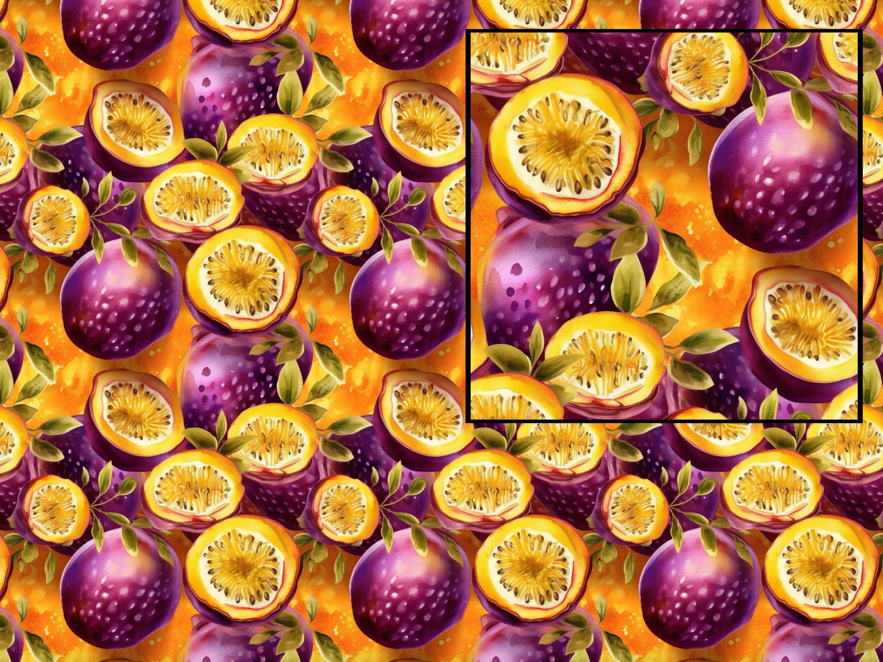 Passion Fruit Seamless Pattern Commercial Use Watercolor Fruit - Etsy