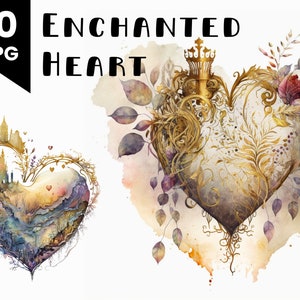 Verzaubertes Herz Print Art Magic Heart Illustration Kommerzielle Nutzung Aquarell Herz Illustration Bundle Digital Design Bundle Clip Art POD