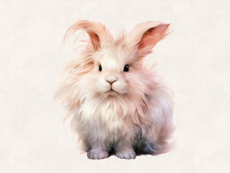 Angora Rabbit Watercolor Clipart: Commercial Use Digital Design ...