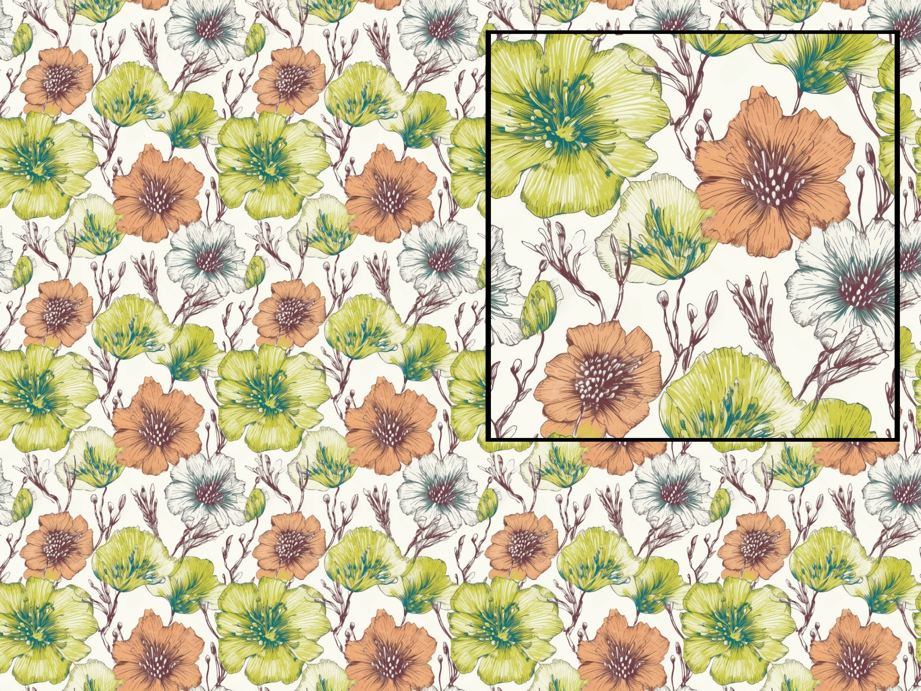 Neon Floral Wallpaper Downloadable Paper for Commercial Use Etsy