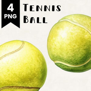Pacote de clipart de bola de tênis americano Uso comercial Aquarela Bola esportiva Pacote de design digital Arquivos PNG