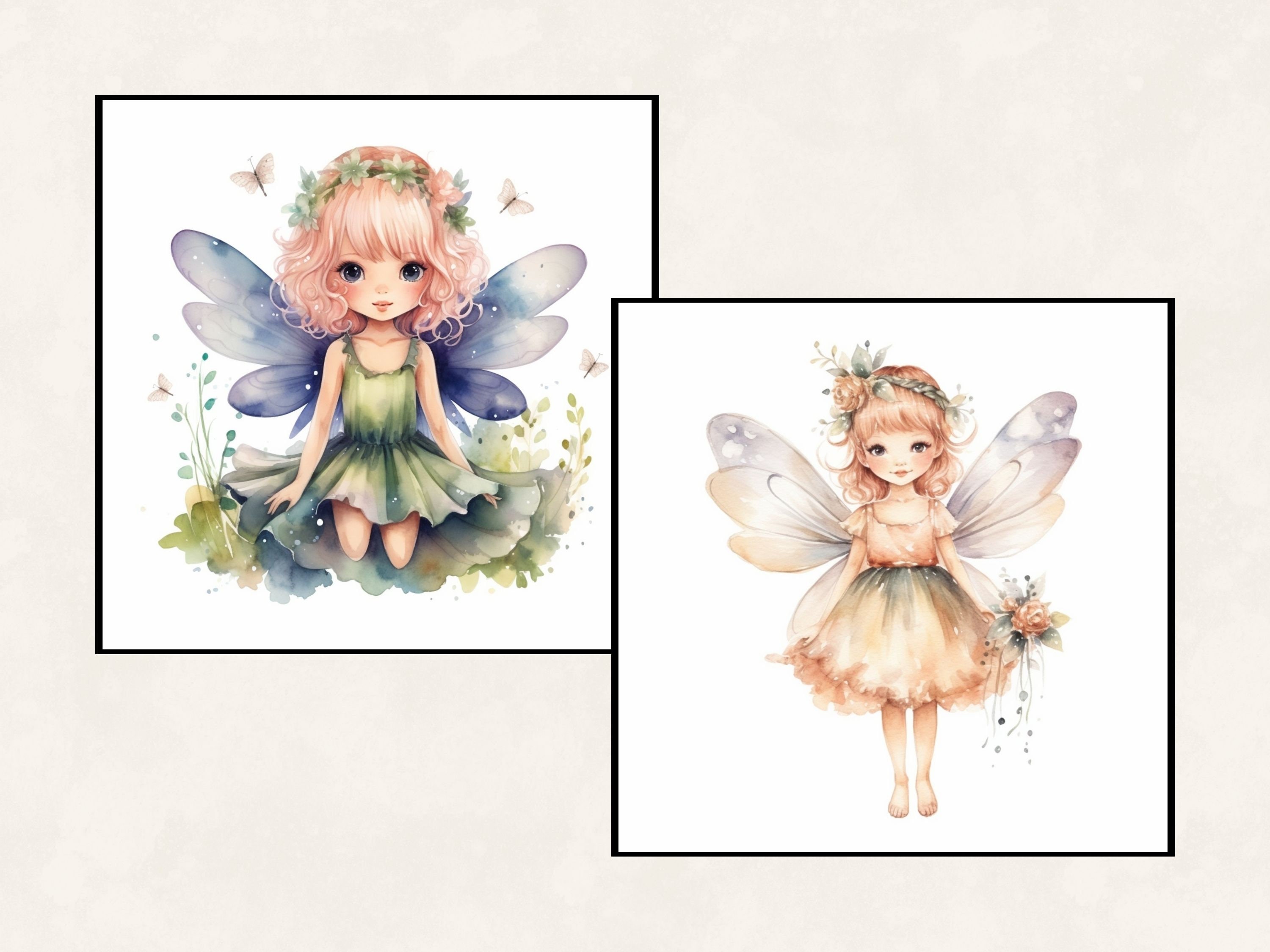 Cute Fairy Watercolor Clipart Bundle - Kids Illustration (digital ...