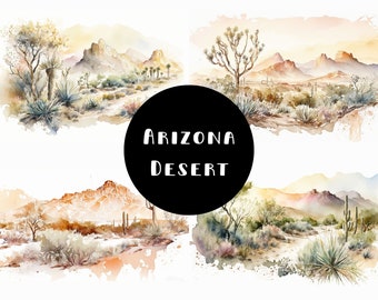 Watercolor Arizona Desert Clipart Bundle (Digital Download)