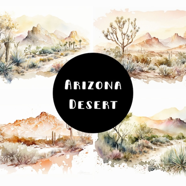 8 Arizona Desert Clipart Bundle Commercial Use Allowed Digital Design Bundle Collage Crafts Western Desert POD Digital Download JPG Clipart