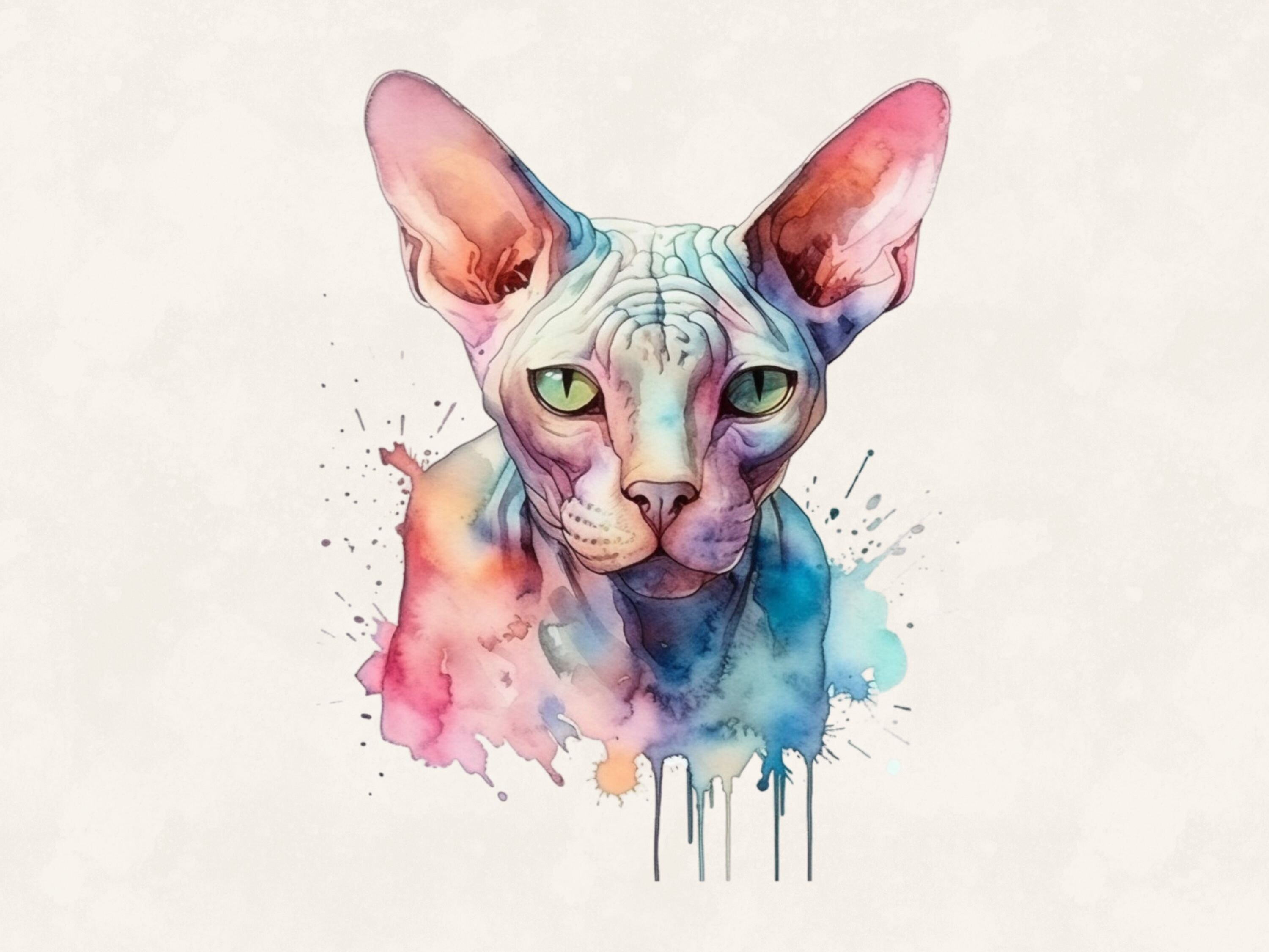 Sphynx Cat Watercolor Clipart: Commercial Digital Design Bundle ...