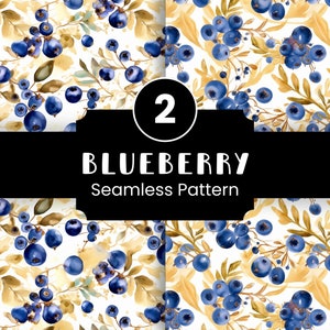 Blaubeere Herunterladbares Papier für kommerzielle Nutzung Aquarell Blaubeeren Obst Papiermuster Geschenkpapier Ornamental Digitaler Download