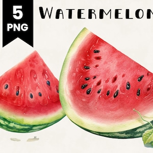 Pastèque tranche Clipart Bundle usage Commercial aquarelle pastèque Fruit Digital Design Bundle fichiers PNG