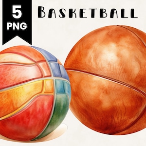 American Basketball Clipart Bundle Commercial Use Watercolor Sports Ball Digital Design Bundle PNG Files