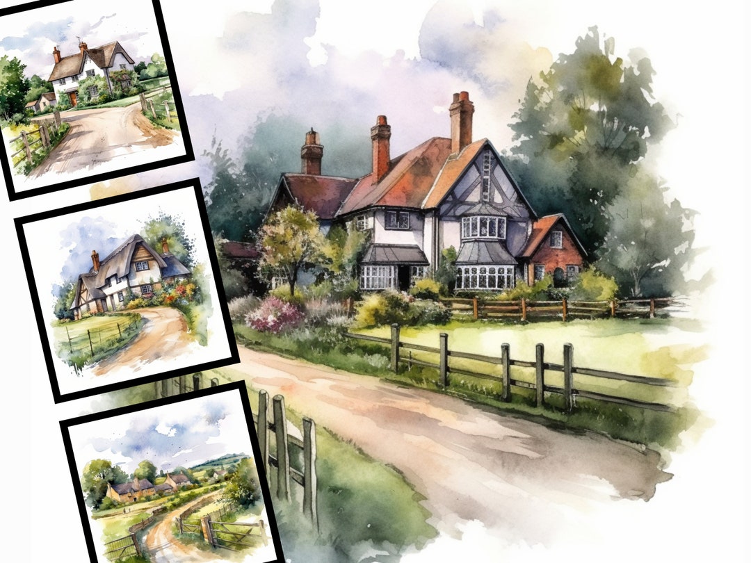 English Countryside Clipart Watercolor Commercial Use Digital Design ...