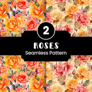 Vintage Roses Flower Seamless Pattern, Commercial Use, Watercolor Roses Paper, Digital Paper, Crafting Paper, Digital Ephemera