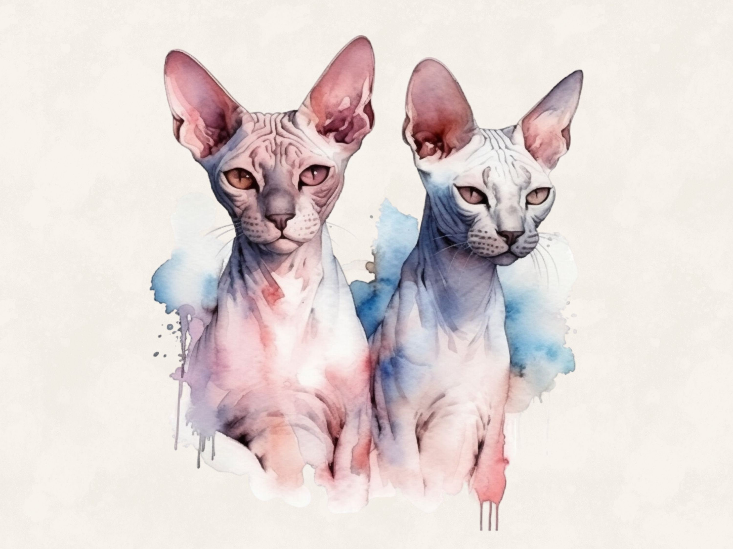 Sphynx Cat Watercolor Clipart: Commercial Digital Design Bundle ...