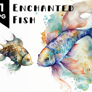 Magic Fish Clipart, Commercial Use, Watercolor Enchanted Fishes ...
