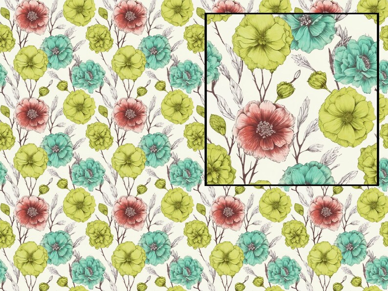 Neon Floral Wallpaper Downloadable Paper for Commercial Use Etsy