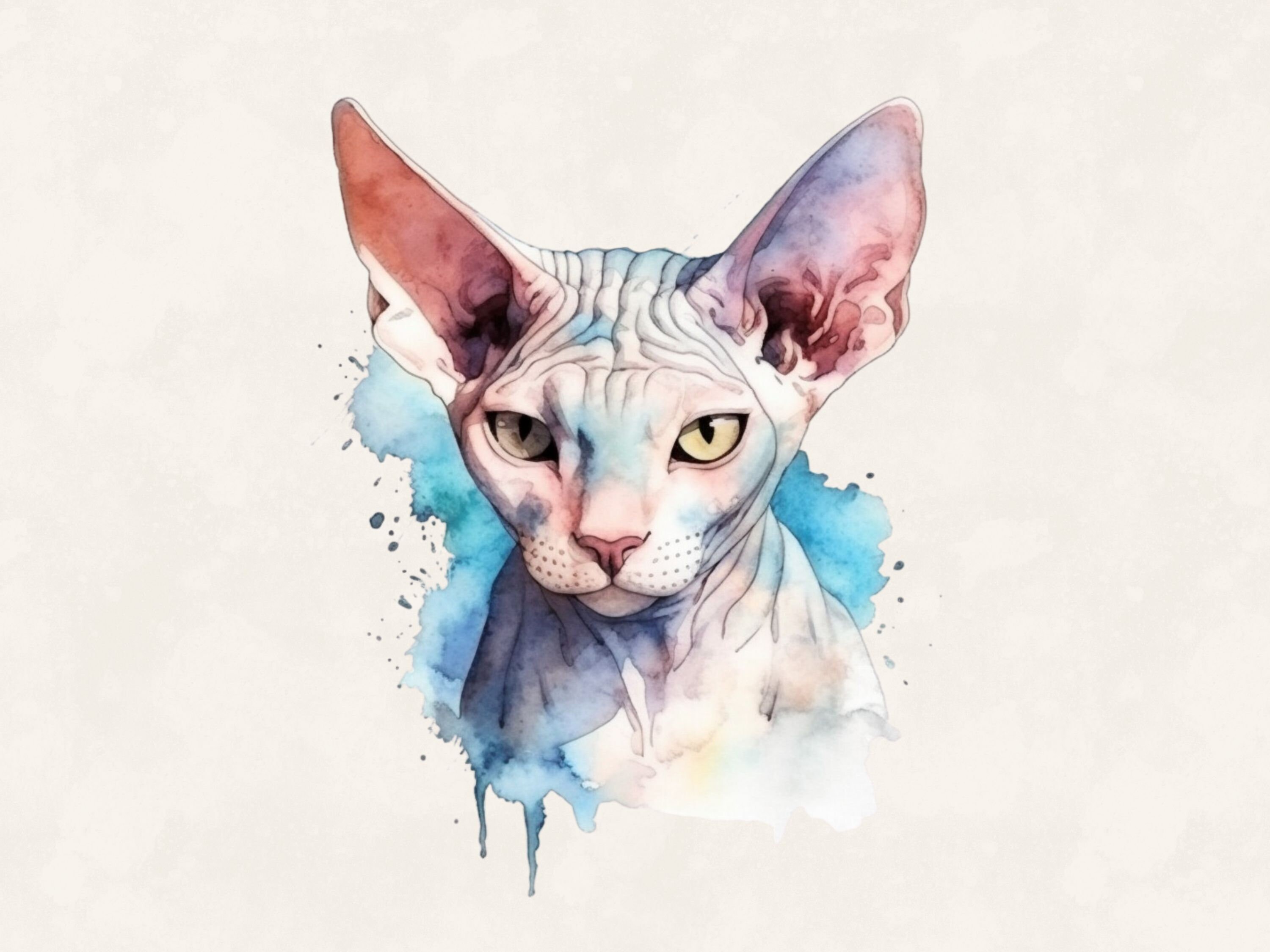 Sphynx Cat Watercolor Clipart: Commercial Digital Design Bundle ...