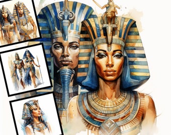 Egyptian Watercolor Clipart Bundle: Ancient Egypt Art (Commercial Use)