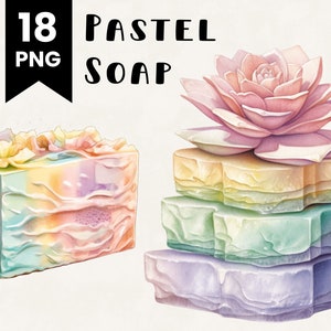 Pastel Soap Clipart Bundle Watercolor Commercial Use Digital Design Bundle Download Clipart Colorful Soap PNG