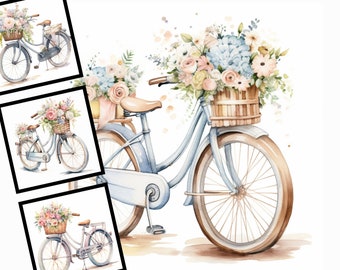Watercolor Bike Clipart Bundle: Vintage Bicycle Art (Digital Download)