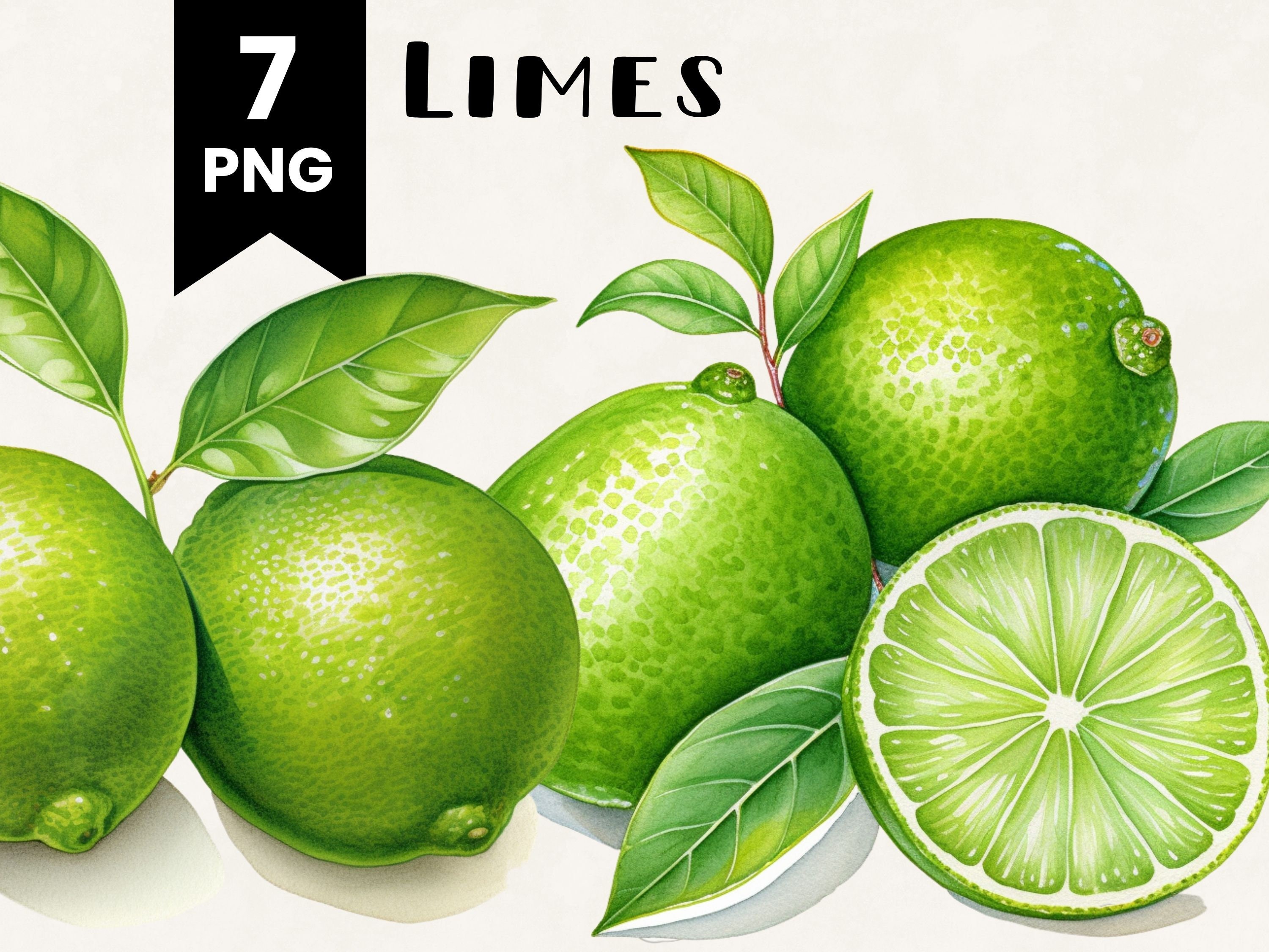 Lime Clipart Bundle Commercial Use Watercolor Limes Fruit Etsy