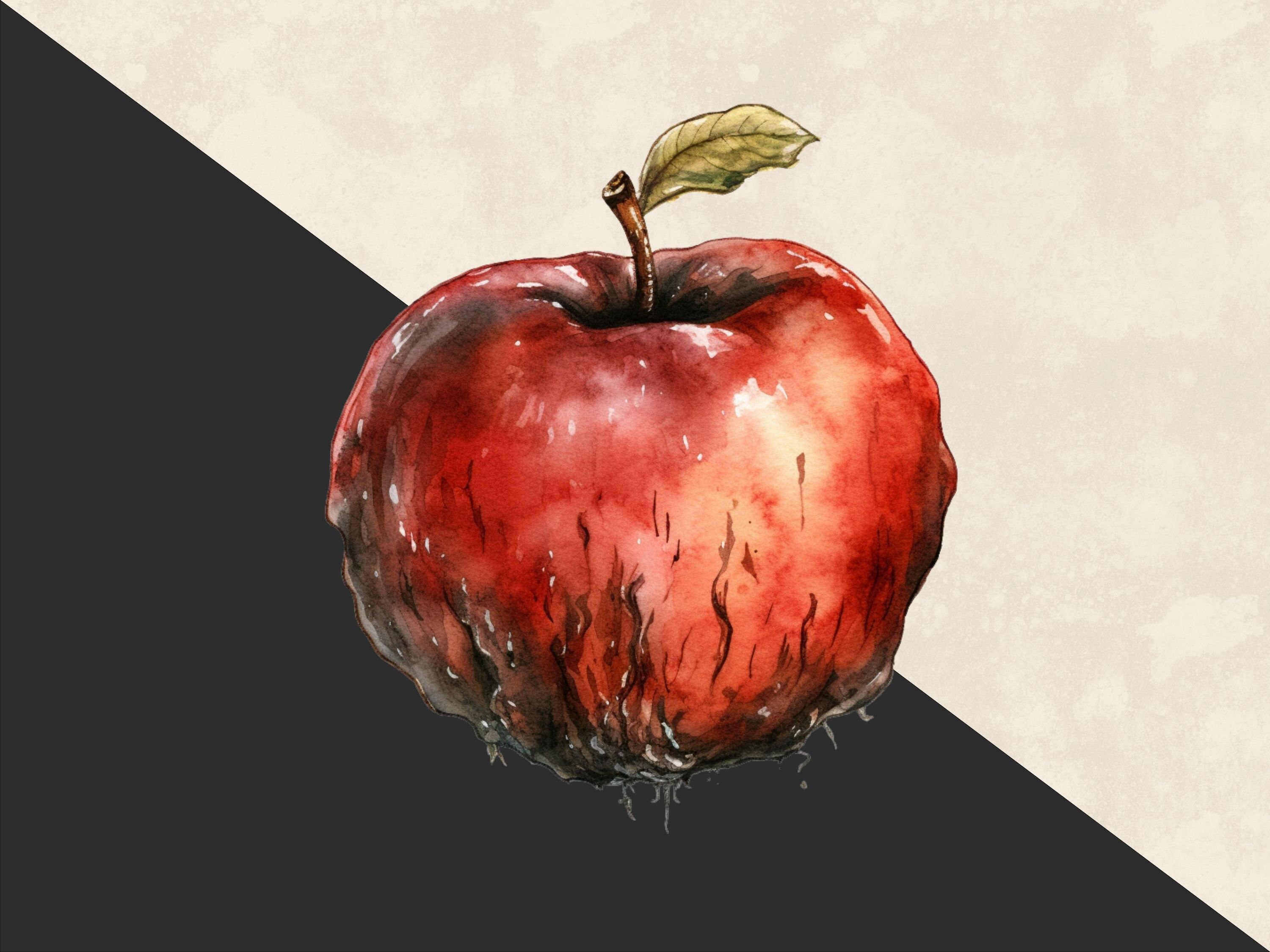 Rotten Apple Watercolor Clipart: Commercial Use Digital Bundle (PNG) - Etsy