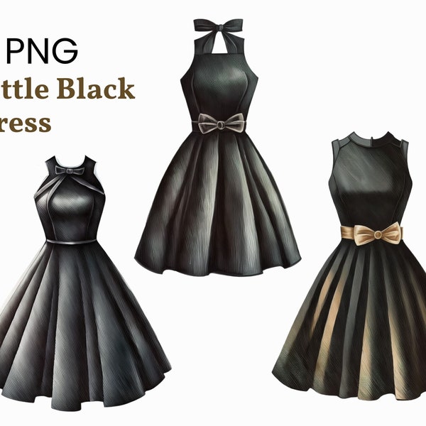 8 Little Black Dress 60s Clipart Variety Bundle, Commercial Use Allowed, Digital Design Bundle, Collage Crafts, PNG files