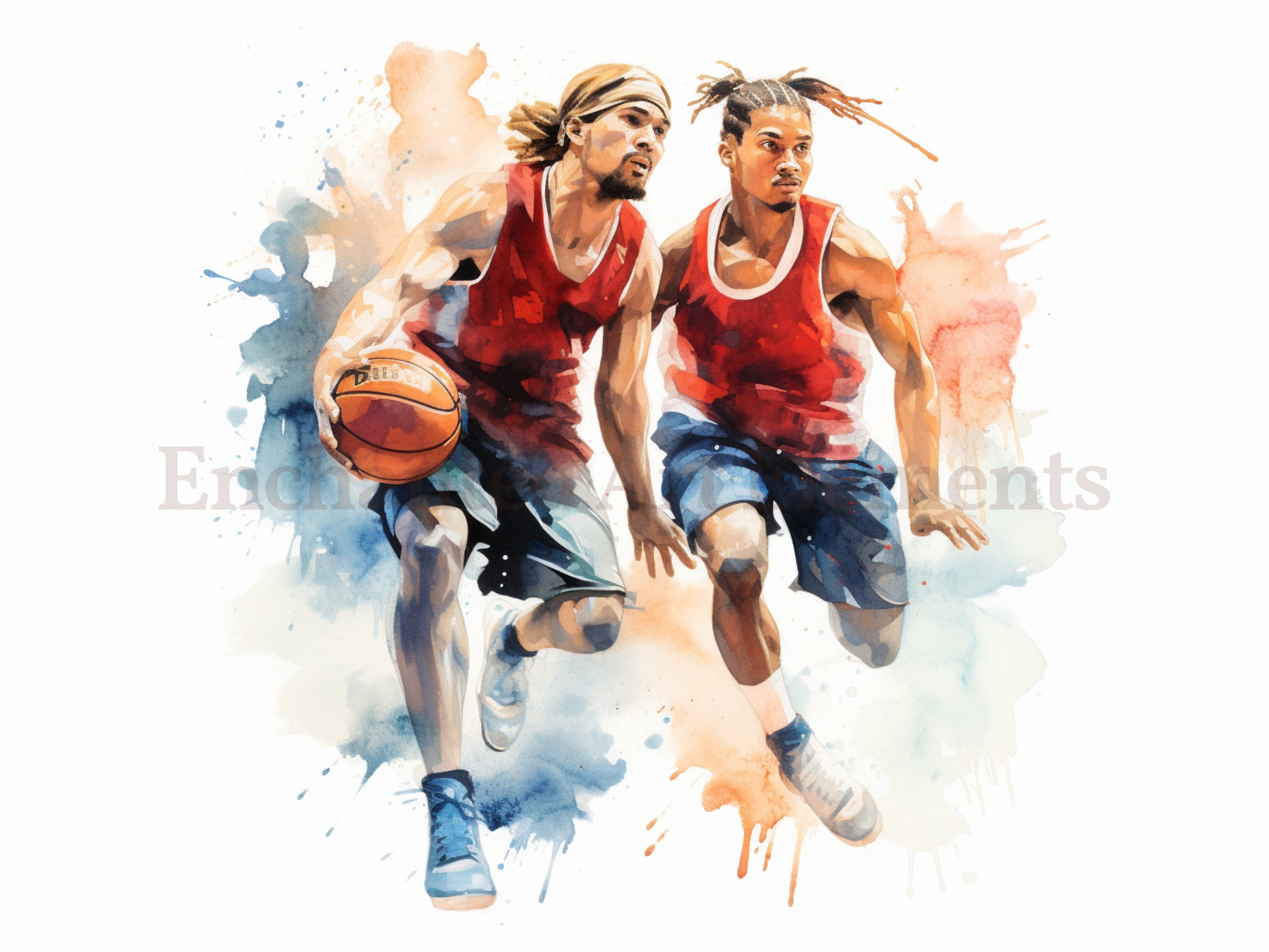 Watercolor Basketball Clipart Bundle: Sports Digital Design (commercial ...