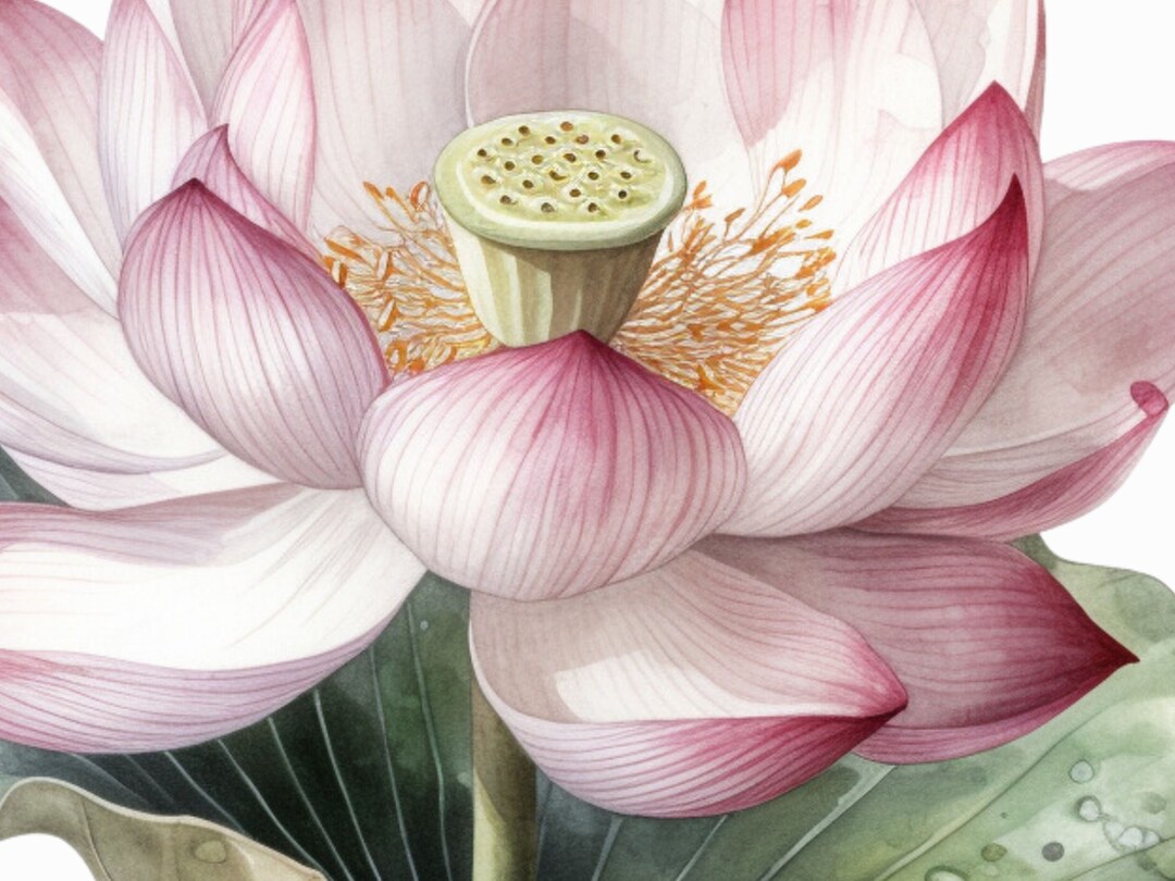 5 Lotus Flower Watercolor Clipart Bundle Wedding Invitations Commercial