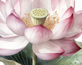 Watercolor Lotus Flower Clipart Bundle: Wedding Invitation Graphics (Digital Download)