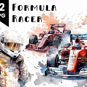 Formel Racer Print Art Illustration Autos Clipart Aquarell Racing Illustration Bundle Digital Design Bundle Clip Art POD