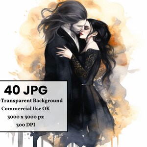 Ultimate Vampire Clipart Bundle Uso Comercial Aquarela Magical Undead Digital Design Bundle Arquivos PNG imagem 7