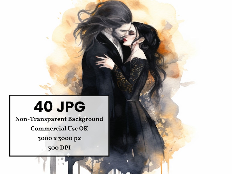 Ultimate Vampire Clipart Bundle Uso Comercial Aquarela Magical Undead Digital Design Bundle Arquivos PNG imagem 7