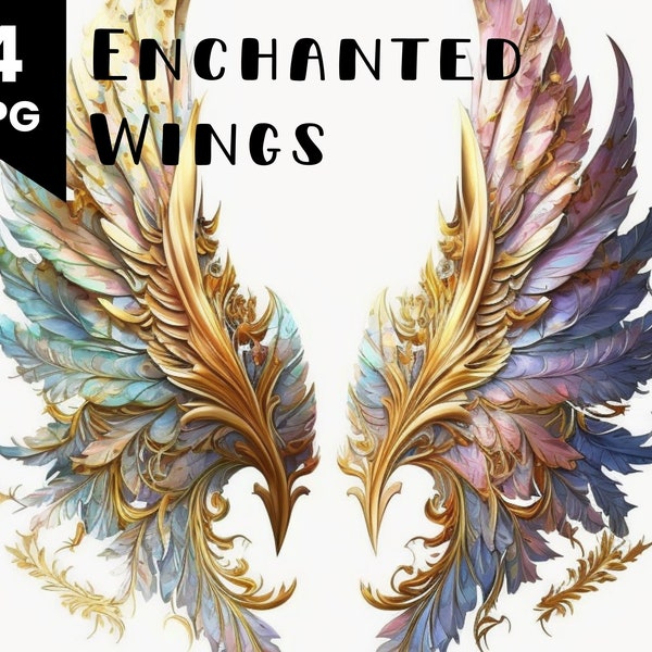 Magic Wings Print Art Fairy Wings Illustration Commercial Use Watercolor Wings Illustration Bundle Digital Design Bundle Clip Art POD
