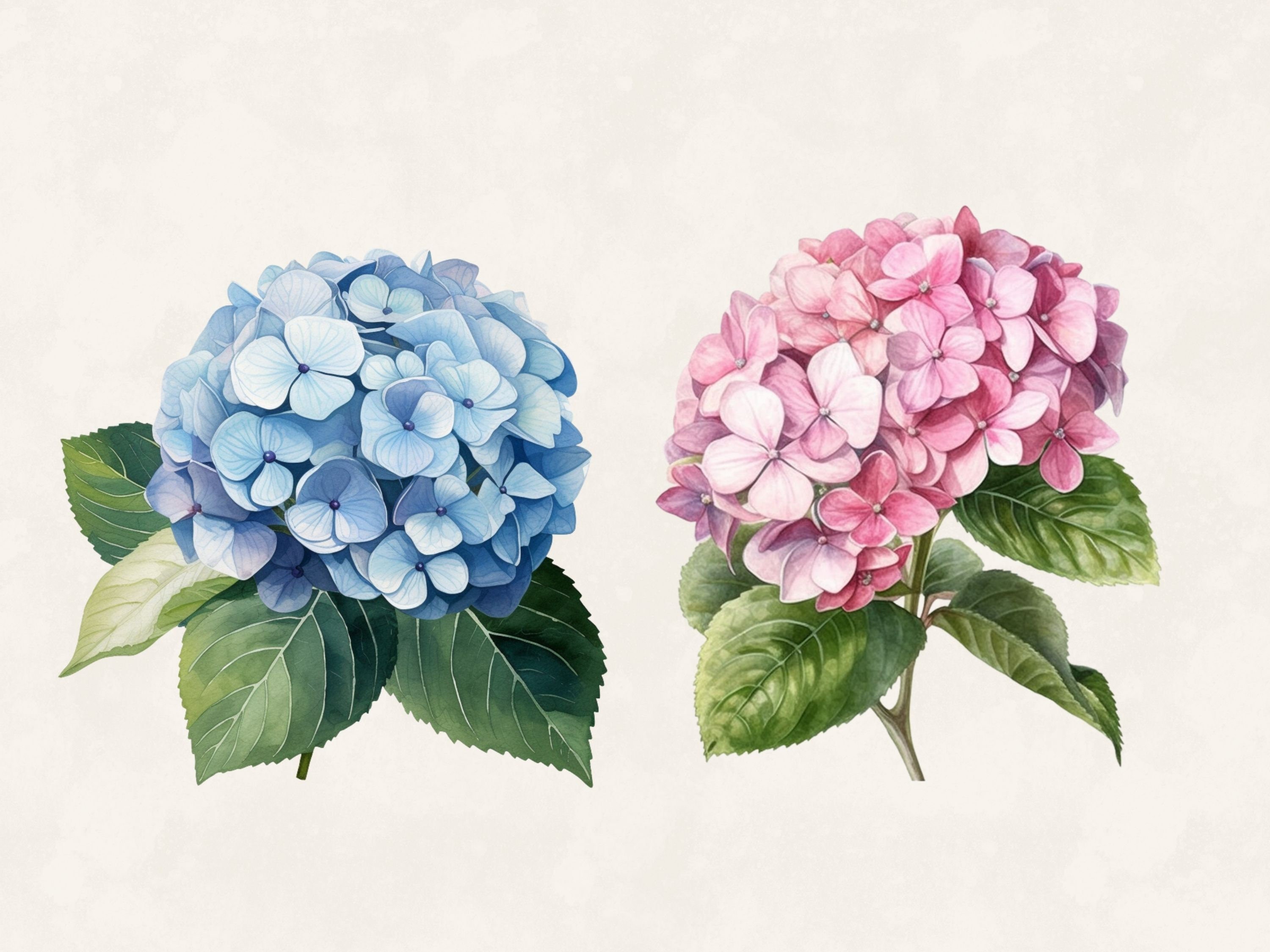 Hydrangea Clipart Watercolor Blue Pink Hydrangea Clipart - Etsy