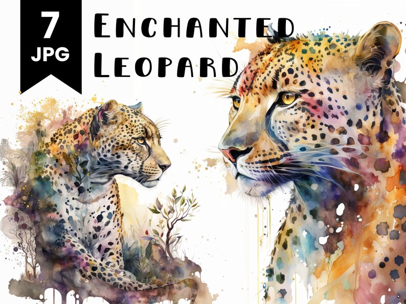 Magic Leperd Magic Leopard Clipart, Commercial Use, Watercolor Enchanted Leopard ...