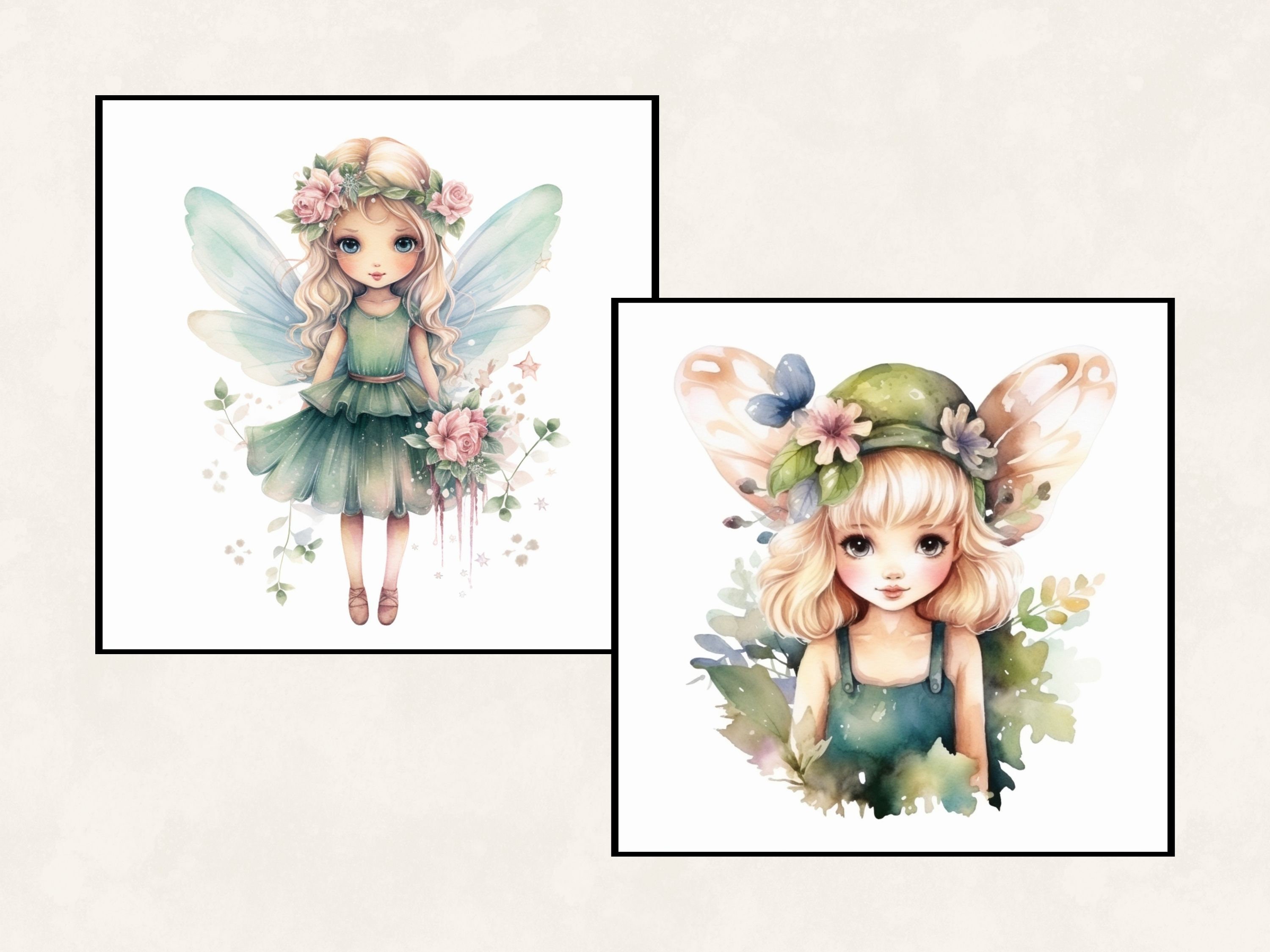 Cute Fairy Watercolor Clipart Bundle - Kids Illustration (digital ...