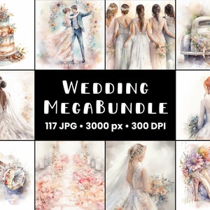 Vintage bruiloft clipart mega bundel pastel aquarel commercieel gebruik digitaal ontwerp bundel vintage clipart bruiloft en bloemen downloaden
