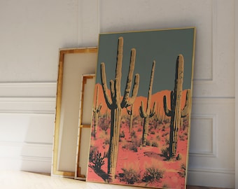 Saguaro Cactus Art Print: Vibrant Desert Wall Art (Digital Download Wall Art)