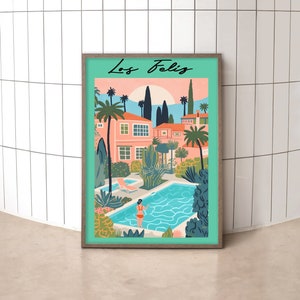 Stampa Los Feliz, stampa artistica di Los Angeles, download digitale, arte murale stampabile, arredamento eclettico per la casa, regalo di inaugurazione della casa, compleanno, decorazione murale