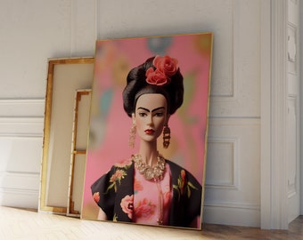 Doll Frida Art Print, Digital Download, Printable Wall Art, Large Printable Art, Eclectic Home Decor, Digital Art Download, Wall Decor