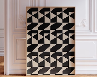 Checkered Geometric Abstract Art Print: Psychedelic Dopamine Decor (Digital Download Art)